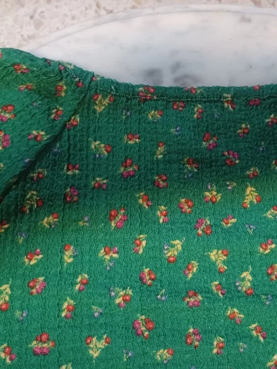 Loft Women's Pull-On Long Sleeve Top Large Bright Green with Colorful Flowers - Picture 5 of 5